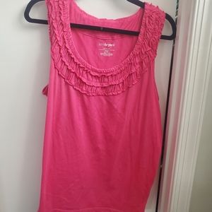 Plus size Lane Bryant sleeveless top.  Hot pink, cute detail in the neckline.